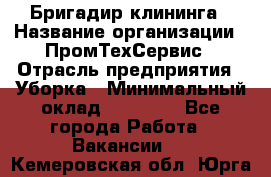 Бригадир клининга › Название организации ­ ПромТехСервис › Отрасль предприятия ­ Уборка › Минимальный оклад ­ 30 000 - Все города Работа » Вакансии   . Кемеровская обл.,Юрга г.